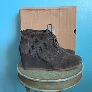 Toms Dark Gray Suede Wedge Shoes